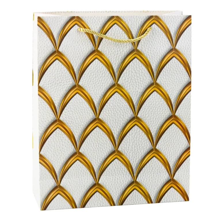 Elegantna Poklon Vrećica Sa Zlatnim Ukrasima 32 X 26 X 12 Cm 5