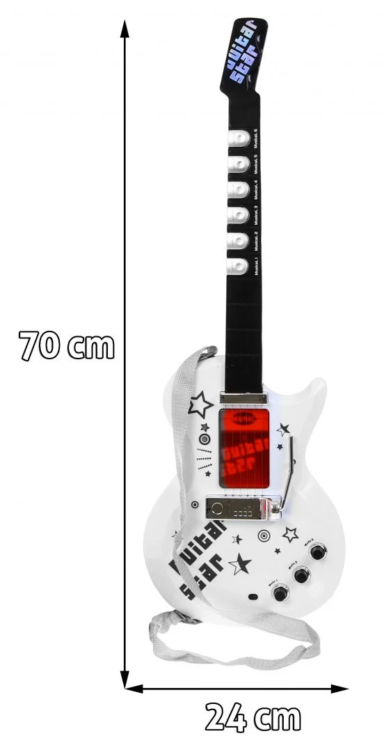 Električna Gitara S Mikrofonom Za Djecu 6+ Zvukovi Instrumenata + Svjetla 3