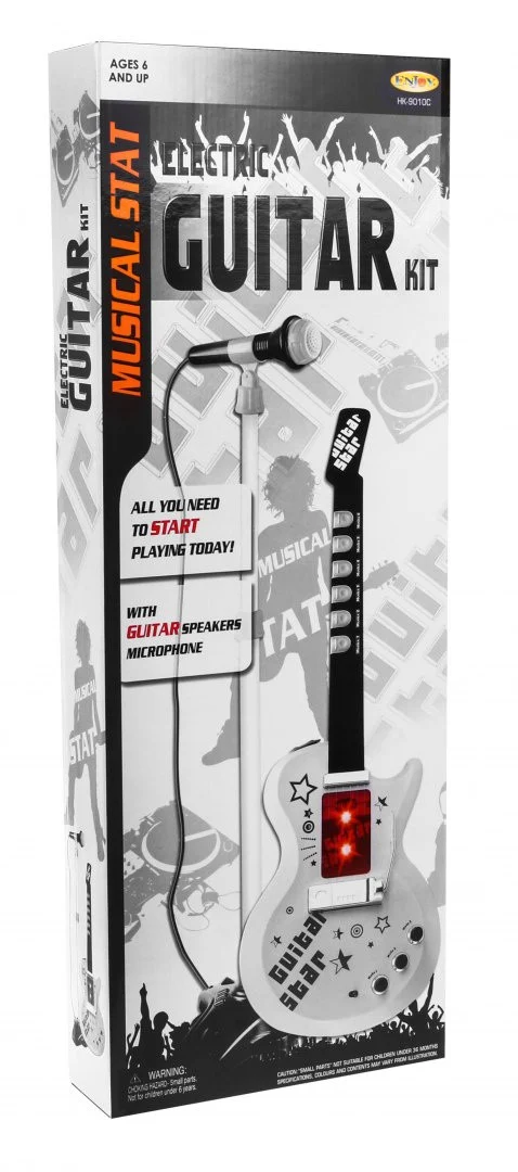 Električna Gitara S Mikrofonom Za Djecu 6+ Zvukovi Instrumenata + Svjetla 7
