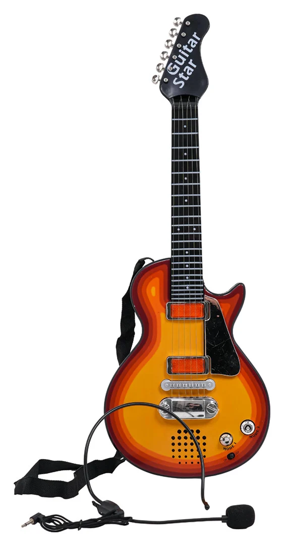 Električna Gitara Za Djecu 3+ Crvena S Imitacijom Drveta + Slušalice 5