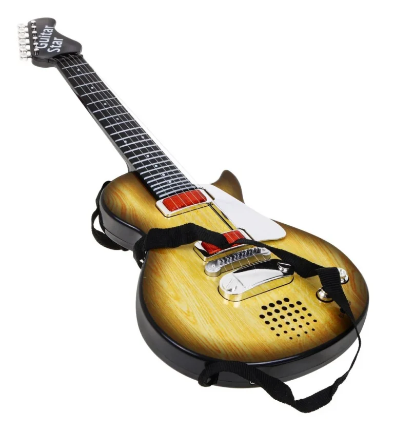 Električna Gitara Za Djecu 3+ Imitacija Drveta + Slušalice + Zvukovi I Svjetla 6