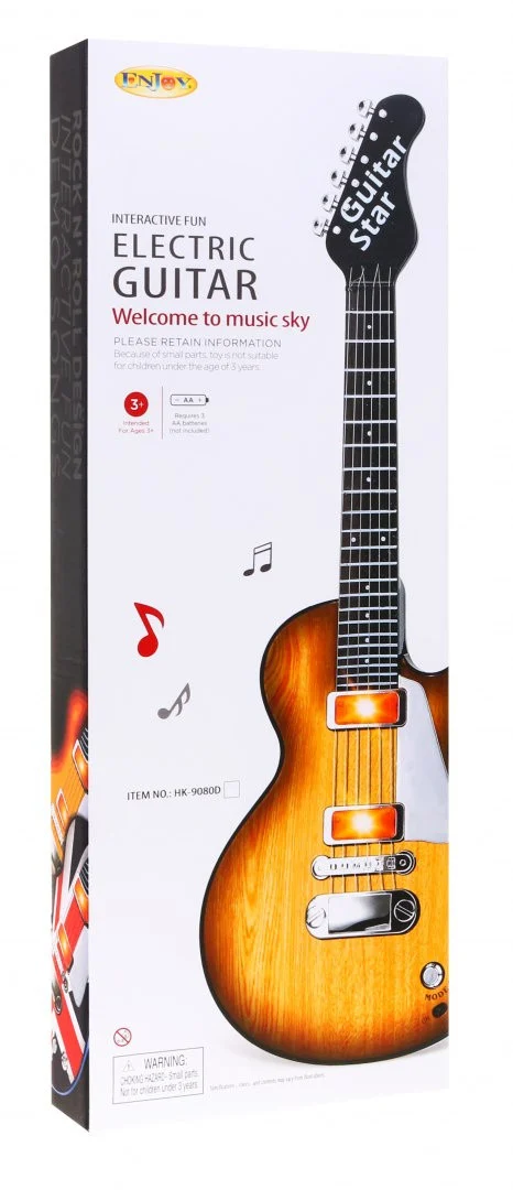 Električna Gitara Za Djecu 3+ Imitacija Drveta + Slušalice + Zvukovi I Svjetla 9