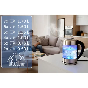 Električni Stakleni Kuhalo Za Vodu S Kontrolom Temperature 1,7 L 2200 W Berdsen Bd 714 13