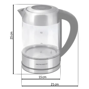 Električni Stakleni Kuhalo Za Vodu S Kontrolom Temperature 1,7 L 2200 W Berdsen Bd 714 5
