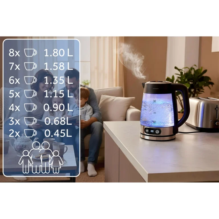 Električni Stakleni Kuhalo Za Vodu S Regulacijom Temperature 1,8 L 2200 W Berdsen Bd 715 9