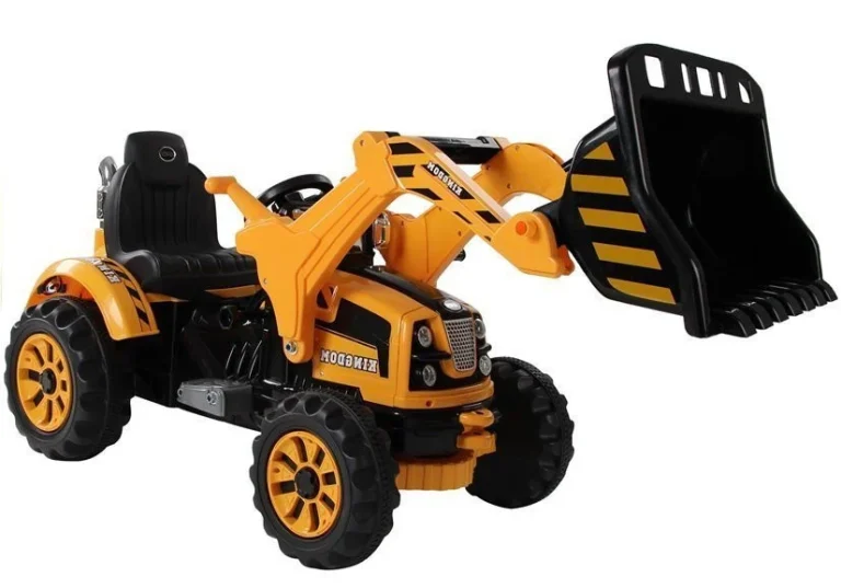 Električni Traktor S Bagerom Na Akumulator, Narančasti Auto Na Akumulator 1