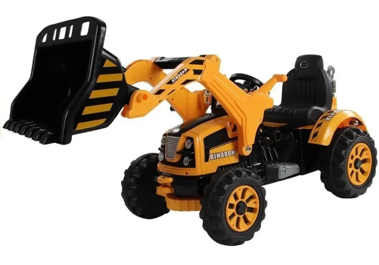 Električni Traktor S Bagerom Na Akumulator, Narančasti Auto Na Akumulator 2