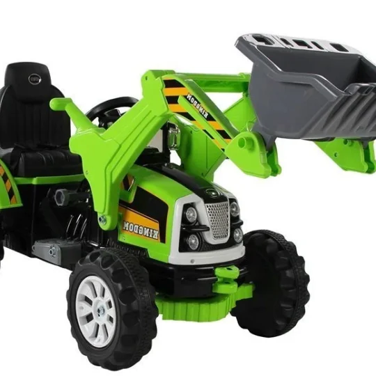 Električni Traktor S Mogućnošću Vožnje I Bagerom Zeleni Auto Na Akumulator 1