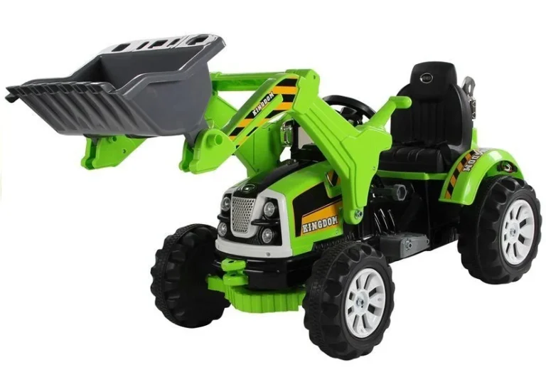 Električni Traktor S Mogućnošću Vožnje I Bagerom Zeleni Auto Na Akumulator 2