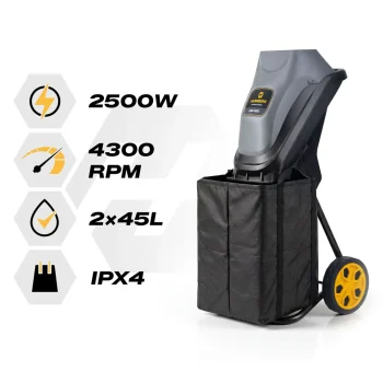 Električni Usitnjivač Grana 2500 W + 2x Vreće Od 45 L Humberg Hm 650 11