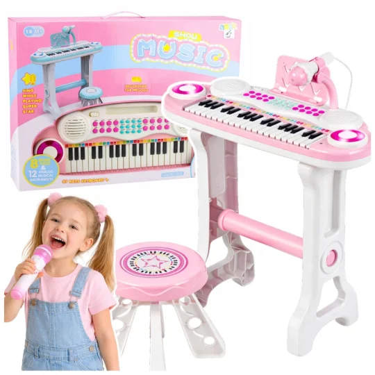 Elektroničke Orgulje Za Klavir Za Djecu Stolica, Mikrofon, Mp3, Ružičasta 1