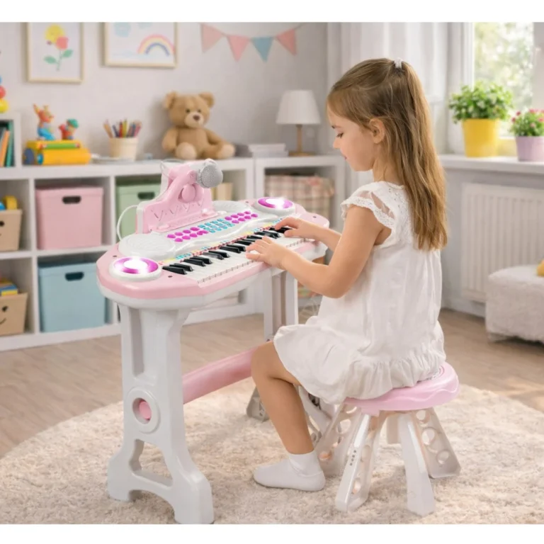 Elektroničke Orgulje Za Klavir Za Djecu Stolica, Mikrofon, Mp3, Ružičasta 3