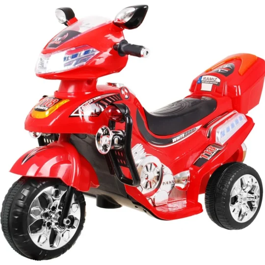 F928 Dječji Motocikl Na Baterije, Crveni + Prtljažnik + Svjetla + Truba + Melodije, Crvena 1