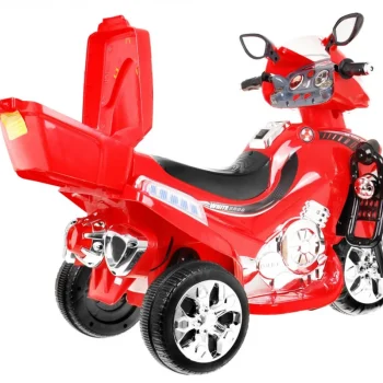 F928 Dječji Motocikl Na Baterije, Crveni + Prtljažnik + Svjetla + Truba + Melodije, Crvena 2