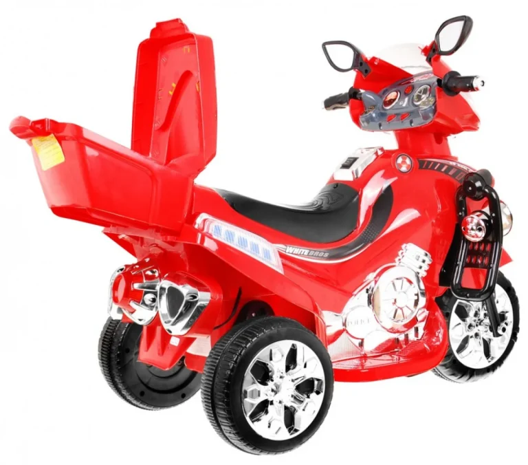 F928 Dječji Motocikl Na Baterije, Crveni + Prtljažnik + Svjetla + Truba + Melodije, Crvena 2
