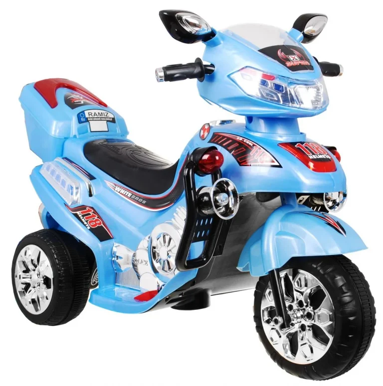 F928 Dječji Motocikl Na Baterije, Plavi + Prtljažnik + Svjetla + Truba + Melodije, Plava 1