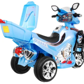 F928 Dječji Motocikl Na Baterije, Plavi + Prtljažnik + Svjetla + Truba + Melodije, Plava 3
