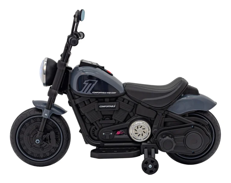 Faster Chopper Dječji Motocikl Na Baterije, Sivi + Fm Radio + Audio Ploča + Led Motor Na Akumulator 5