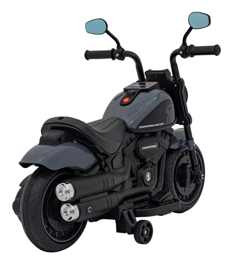 Faster Chopper Dječji Motocikl Na Baterije, Sivi + Fm Radio + Audio Ploča + Led Motor Na Akumulator 8