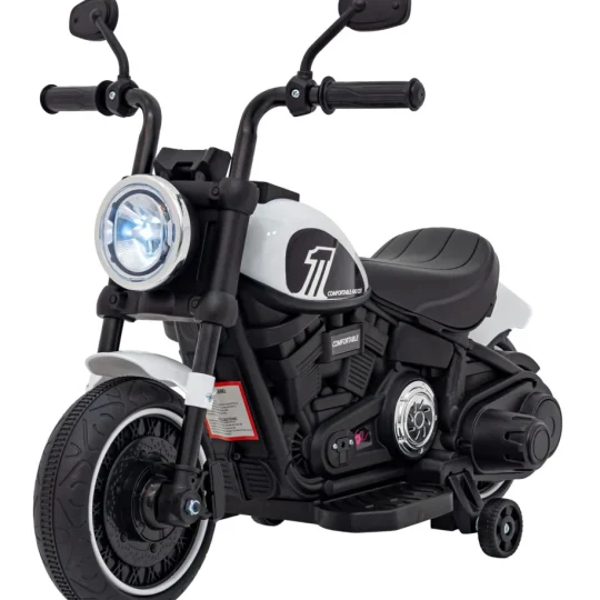 Faster Chopper Baterijski Motor Za Djecu Bijeli + Fm Radio + Audio Ploča + Led, Bijela Motor Na Akumulator 1