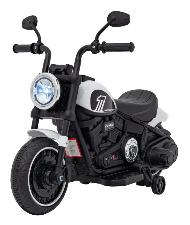 Faster Chopper Baterijski Motor Za Djecu Bijeli + Fm Radio + Audio Ploča + Led, Bijela Motor Na Akumulator 1