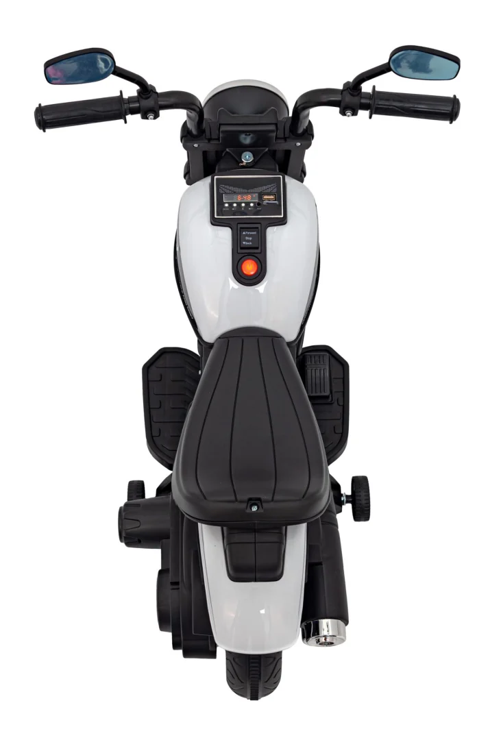 Faster Chopper Baterijski Motor Za Djecu Bijeli + Fm Radio + Audio Ploča + Led, Bijela Motor Na Akumulator 10