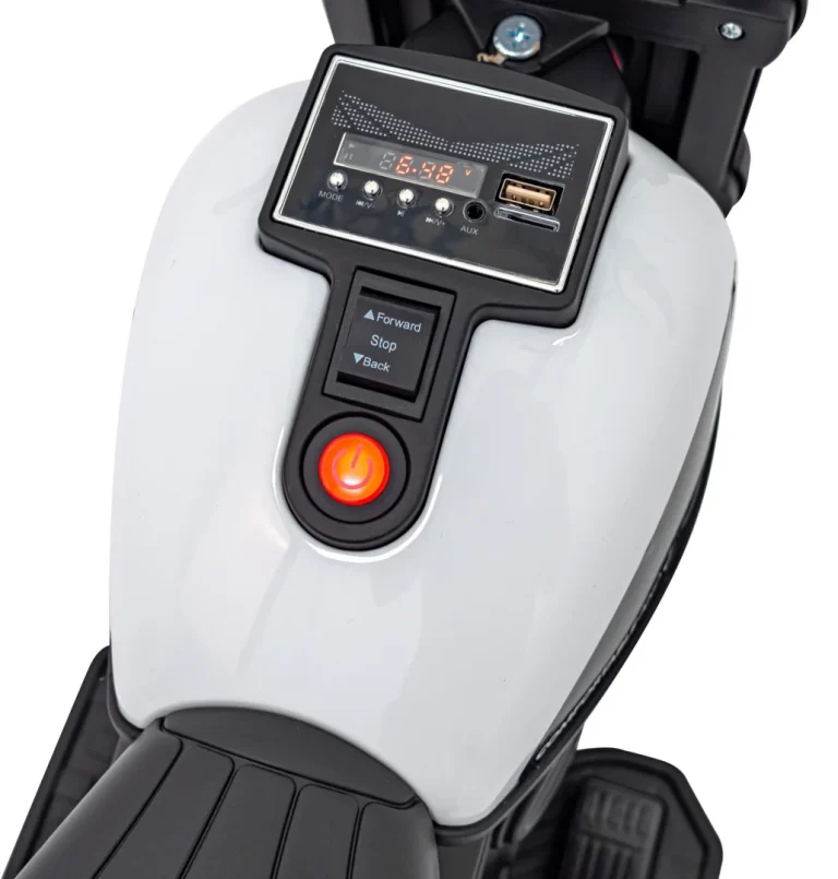 Faster Chopper Baterijski Motor Za Djecu Bijeli + Fm Radio + Audio Ploča + Led, Bijela Motor Na Akumulator 11