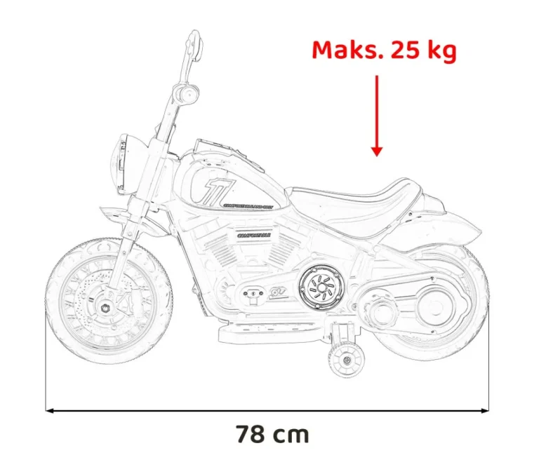 Faster Chopper Baterijski Motor Za Djecu Bijeli + Fm Radio + Audio Ploča + Led, Bijela Motor Na Akumulator 3
