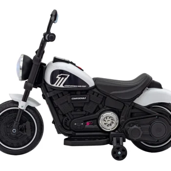 Faster Chopper Baterijski Motor Za Djecu Bijeli + Fm Radio + Audio Ploča + Led, Bijela Motor Na Akumulator 5