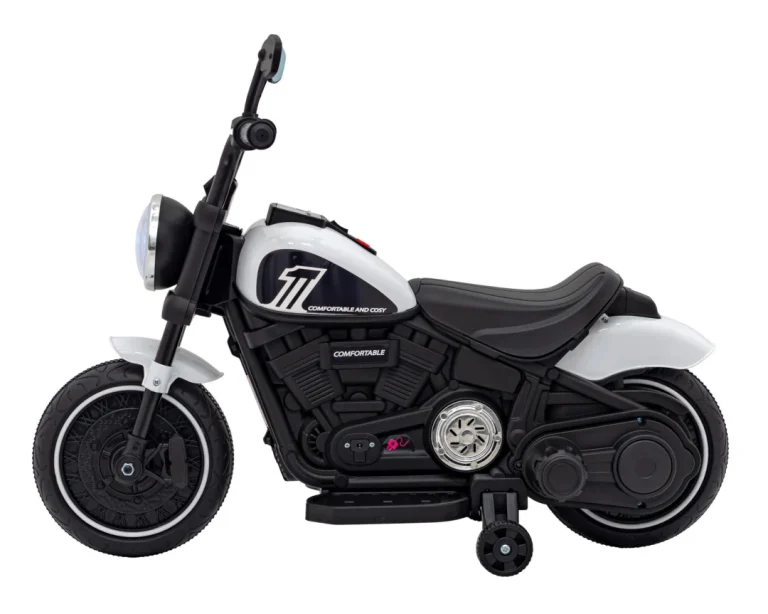 Faster Chopper Baterijski Motor Za Djecu Bijeli + Fm Radio + Audio Ploča + Led, Bijela Motor Na Akumulator 5