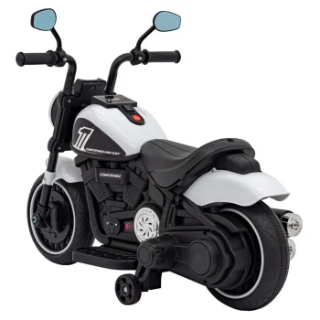 Faster Chopper Baterijski Motor Za Djecu Bijeli + Fm Radio + Audio Ploča + Led, Bijela Motor Na Akumulator 6