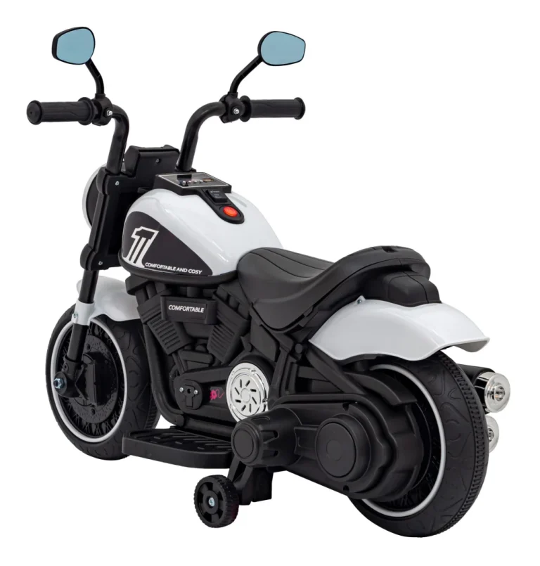 Faster Chopper Baterijski Motor Za Djecu Bijeli + Fm Radio + Audio Ploča + Led, Bijela Motor Na Akumulator 6