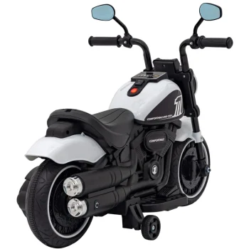 Faster Chopper Baterijski Motor Za Djecu Bijeli + Fm Radio + Audio Ploča + Led, Bijela Motor Na Akumulator 8