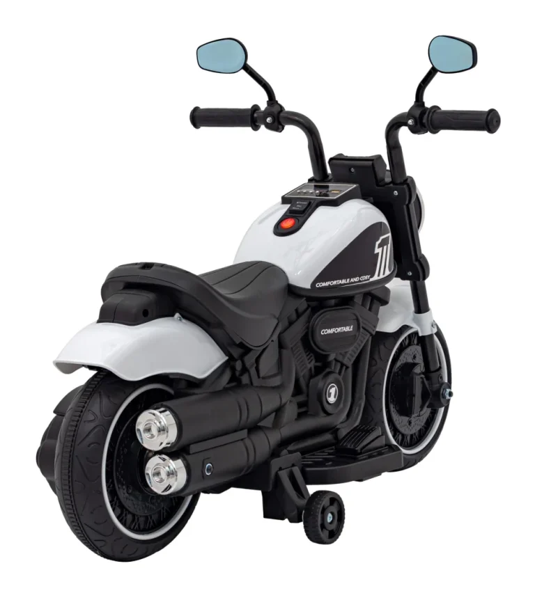 Faster Chopper Baterijski Motor Za Djecu Bijeli + Fm Radio + Audio Ploča + Led, Bijela Motor Na Akumulator 8