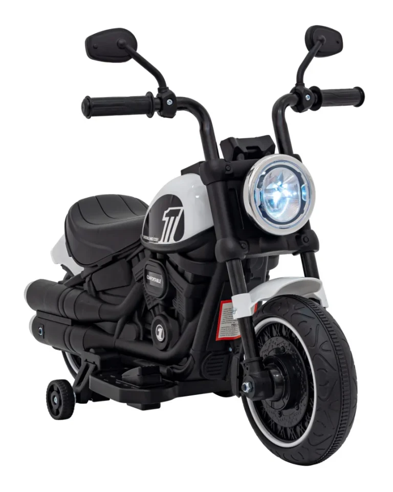 Faster Chopper Baterijski Motor Za Djecu Bijeli + Fm Radio + Audio Ploča + Led, Bijela Motor Na Akumulator 9
