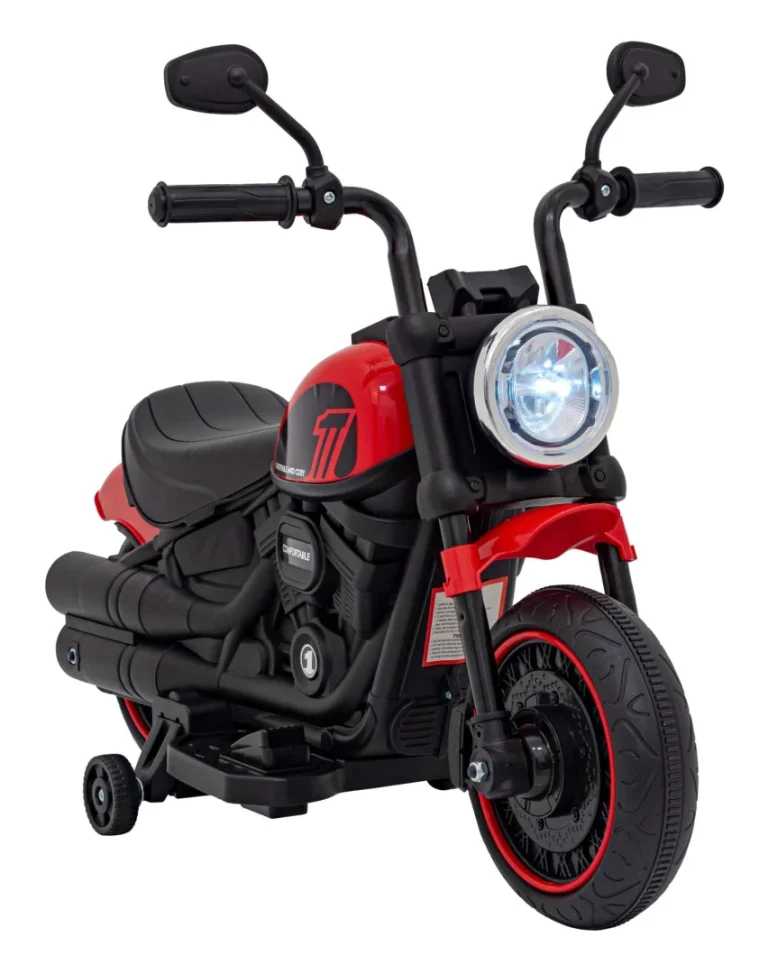 Faster Chopper Baterijski Motor Za Djecu Crveni + Fm Radio + Audio Ploča + Led, Crvena Motor Na Akumulator 10
