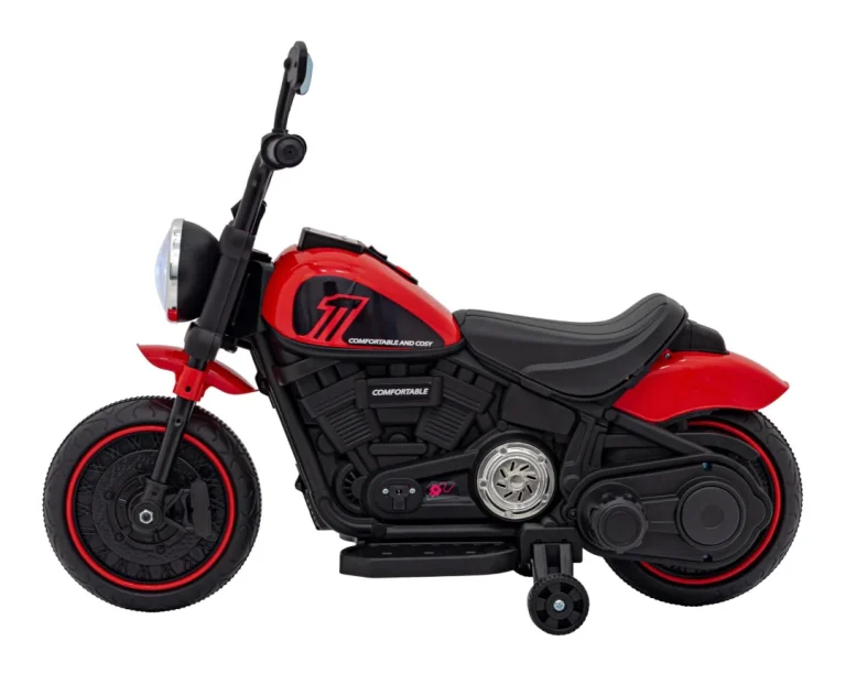 Faster Chopper Baterijski Motor Za Djecu Crveni + Fm Radio + Audio Ploča + Led, Crvena Motor Na Akumulator 5