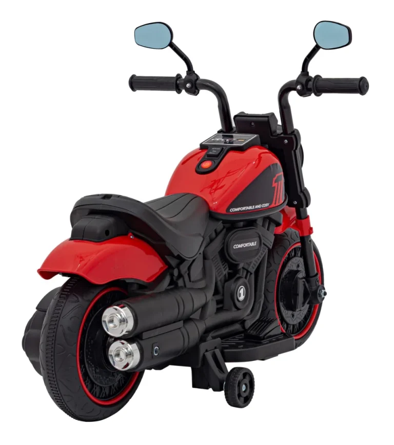 Faster Chopper Baterijski Motor Za Djecu Crveni + Fm Radio + Audio Ploča + Led, Crvena Motor Na Akumulator 8