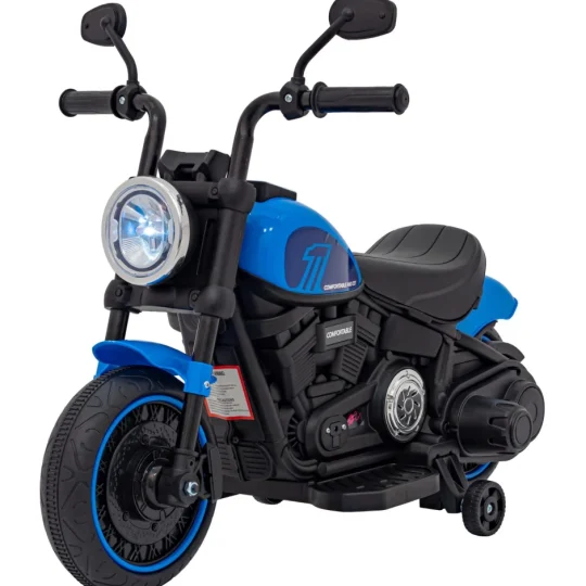 Faster Chopper Baterijski Motor Za Djecu Plavi + Fm Radio + Audio Ploča + Led, Plava Motor Na Akumulator 1