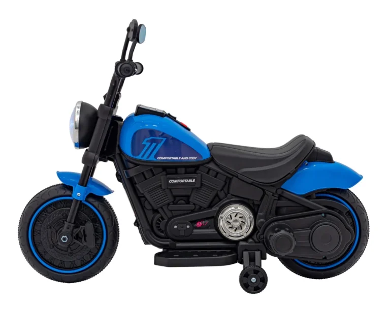 Faster Chopper Baterijski Motor Za Djecu Plavi + Fm Radio + Audio Ploča + Led, Plava Motor Na Akumulator 6
