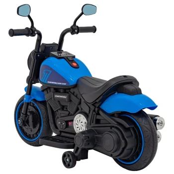 Faster Chopper Baterijski Motor Za Djecu Plavi + Fm Radio + Audio Ploča + Led, Plava Motor Na Akumulator 7