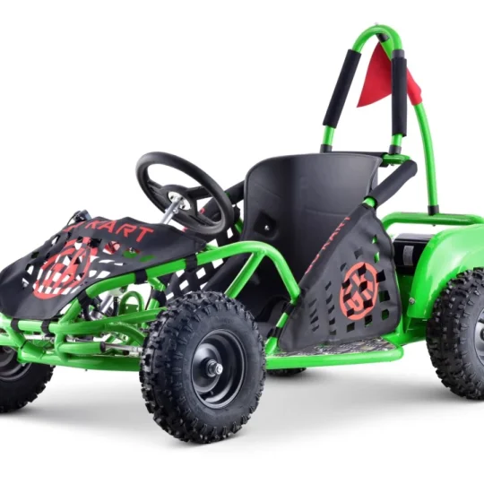 Fast Dragon Baterijski Karting Zeleni 30 Km/h + Motor Od 1000 W + Kotači Na Napuhavanje + Podešavanje Sjedala + Sigurnosni Pojasevi, Zelena Motor Na Akumulator 1