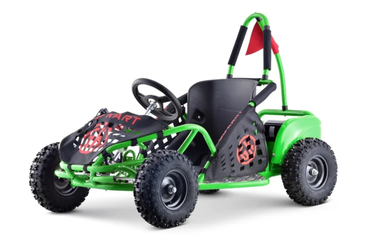 Fast Dragon Baterijski Karting Zeleni 30 Km/h + Motor Od 1000 W + Kotači Na Napuhavanje + Podešavanje Sjedala + Sigurnosni Pojasevi, Zelena Motor Na Akumulator 1