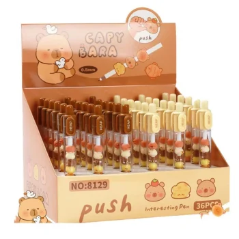 Figurica Capybara Kemijska Olovka Smeđa Bež Crna S Punjenjem 4