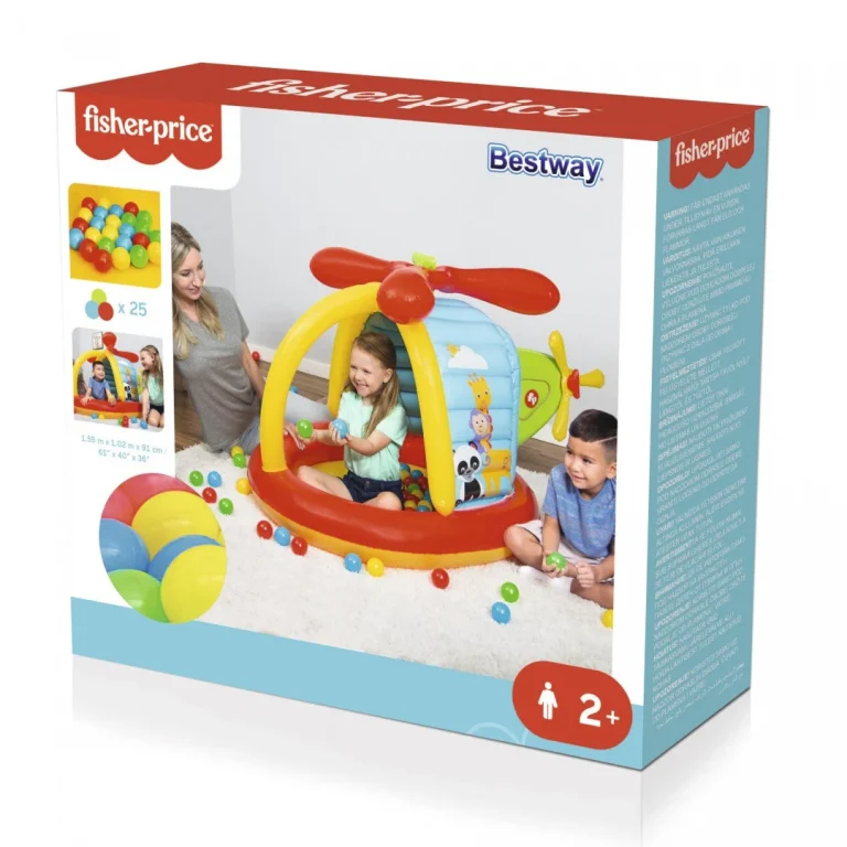 Fisher Price Napuhavano Igralište Za Djecu Bazen Helikopter Bestway 155x102x91cm + Loptice 8
