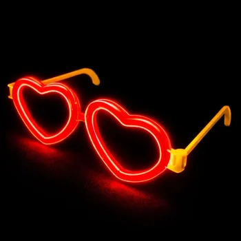 Fluorescentne Naočale U Obliku Srca, Svijetle U Mraku, Neonsko Crvene 4