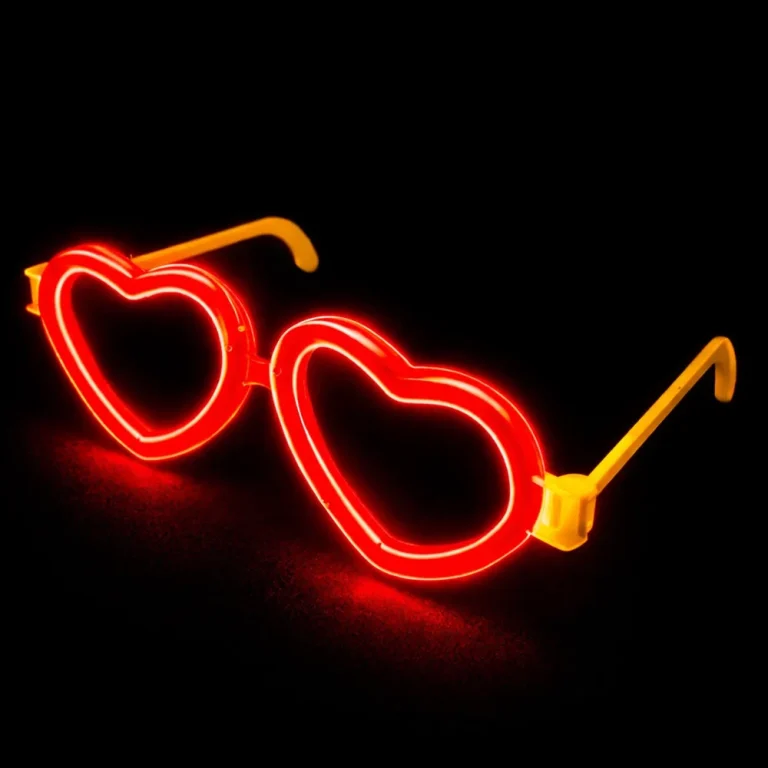 Fluorescentne Naočale U Obliku Srca, Svijetle U Mraku, Neonsko Crvene 4