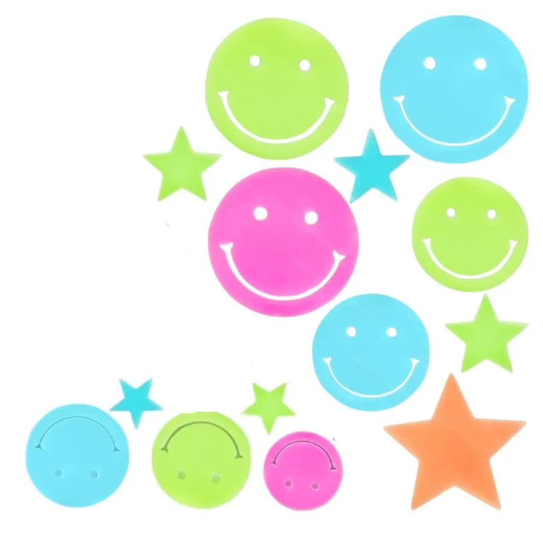 Fluorescentne Svjetleće Naljepnice Za Zid Smiley Lica Zvijezde Šarene 10 Kom 2