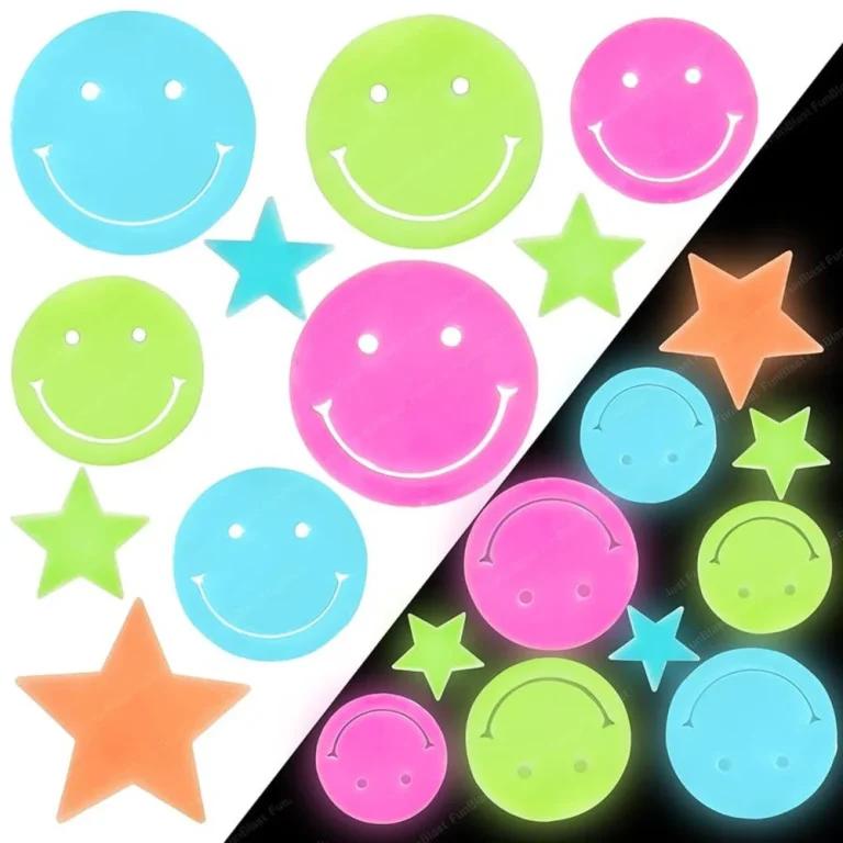 Fluorescentne Svjetleće Naljepnice Za Zid Smiley Lica Zvijezde Šarene 10 Kom 3