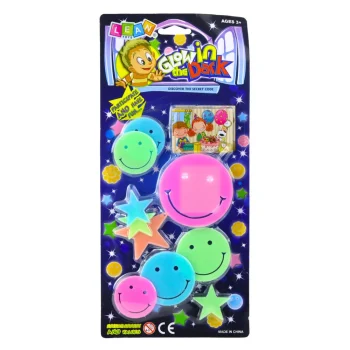 Fluorescentne Svjetleće Naljepnice Za Zid Smiley Lica Zvijezde Šarene 10 Kom 4